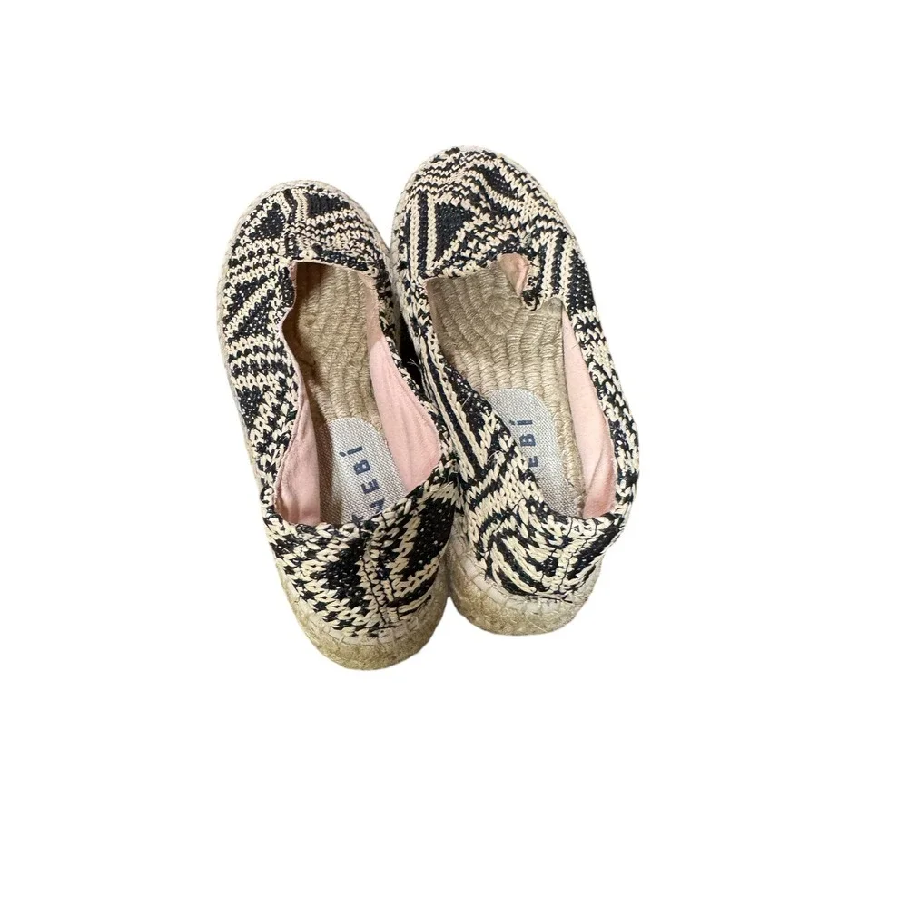 Manebi Black White Woven Espadrille Flats Closed Back Size 37
